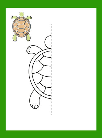 Draw a drawing. Turtle. Coloring. Vector image.のイラスト素材