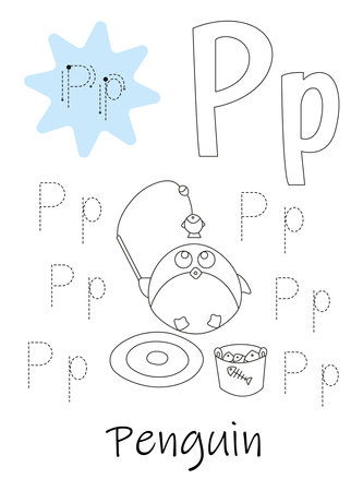 Coloring book - copybook for children. Letter Pのイラスト素材