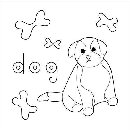 A dog, colouring book for kids, vector illustration, Animalsのイラスト素材