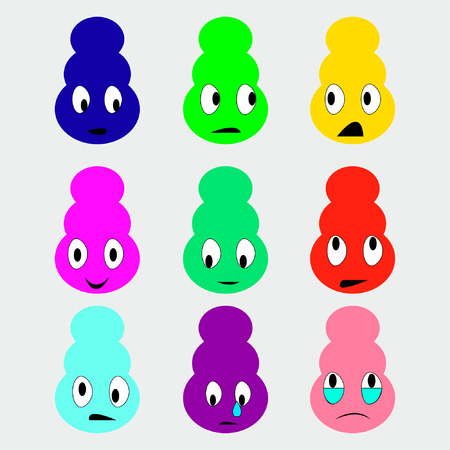 Cartoon faces smiley set good little monstersのイラスト素材