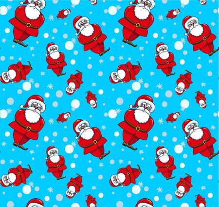 New Year`s seamless pattern with Santa Claus and snowflakes. Vector.のイラスト素材