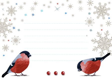 Christmas Bullfinch. Winter holiday background. Great for Christmas and New Year cards, banners and posters. Vector illustration.のイラスト素材