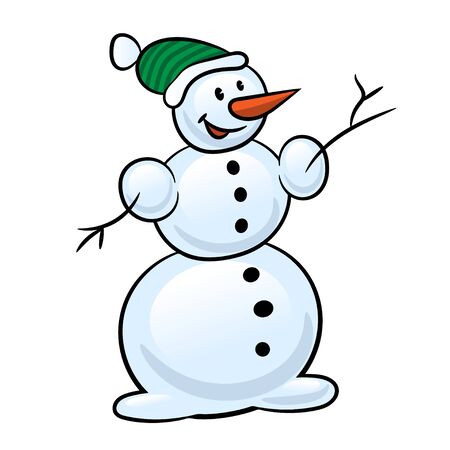 Snowman on a white background. Suitable for Christmas and New Year card. Vector illustration.のイラスト素材