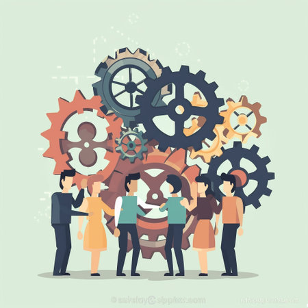 Teamwork concept. Business people working together. Vector illustration in flat style.の素材