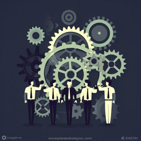 Teamwork concept. Business people and gears. Vector illustration. Eps 10.の素材
