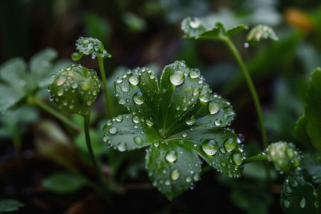 Water drops on the leaves of a ginkgo biloba.の素材