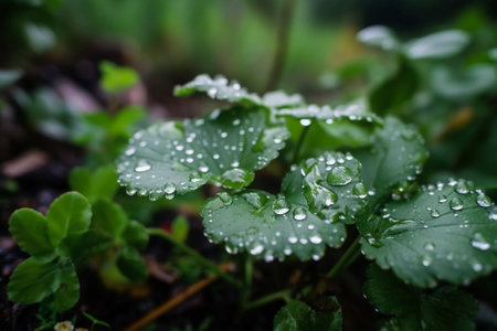 Water droplets on the leaves of a ginkgo bilobaの素材