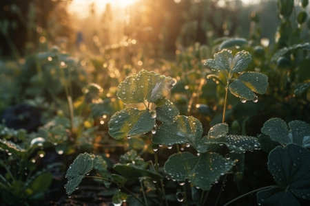 Morning dew on the leaves of ginkgo biloba.の素材