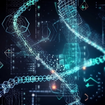 Digital background image with connection lines and dots. Science concept. 3D Renderingの素材