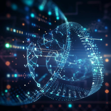 Abstract technology background. 3d rendering toned image double exposure.の素材