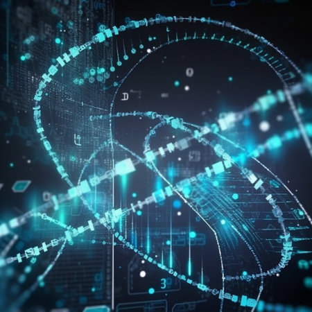 Futuristic technology interface. 3d rendering toned image double exposureの素材