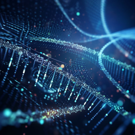 3d rendering of abstract particles in space with depth of field and bokehの素材