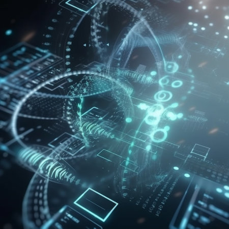 Futuristic technology abstract background, 3D rendering with DOFの素材