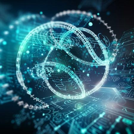 Abstract digital technology background. 3d rendering toned image double exposureの素材