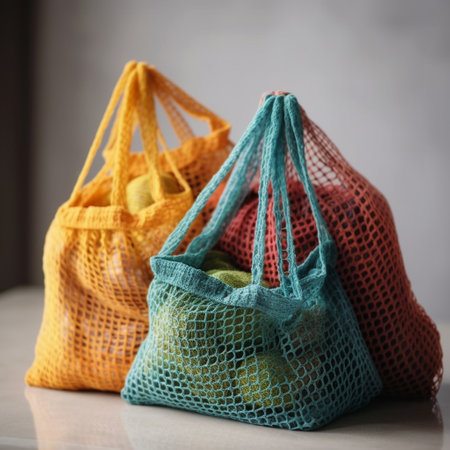 Eco bag made of mesh and cotton. Zero waste concept.の素材