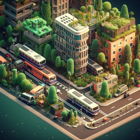 3D model of the city in the style of isometric.の素材
