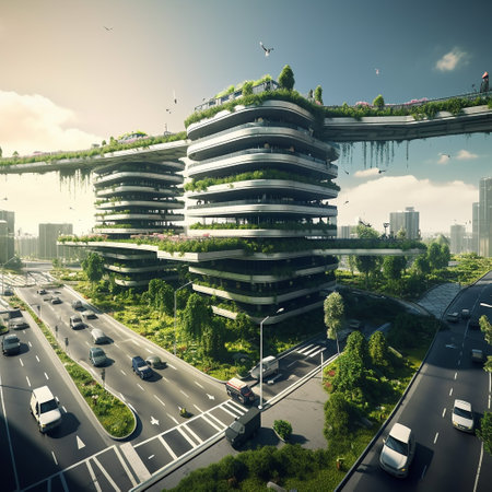 City scape with modern skyscrapers. 3d rendering.の素材