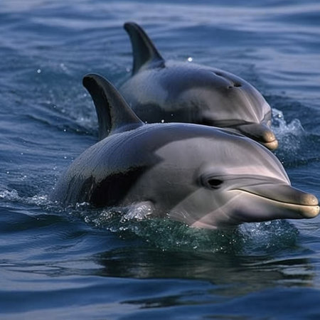 Dolphins in the waters of the Atlantic ocean in the north of Portugal.の素材