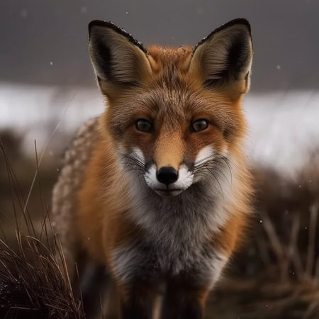 Red fox (Vulpes vulpes) in the snow.の素材