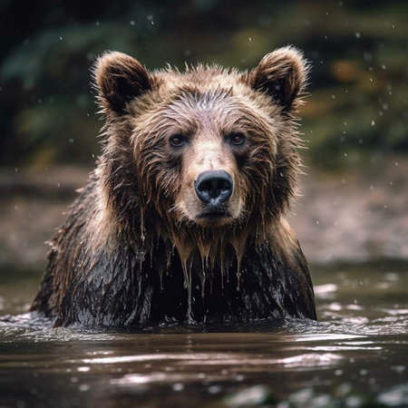 Brown bear (Ursus arctos) in the waterの素材