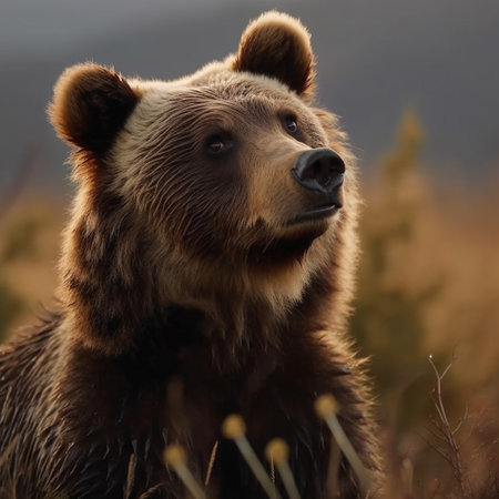 Close-up portrait of a brown bear (Ursus arctos)の素材