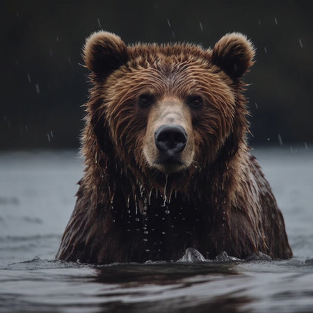 Grizzly bear in the water. Wildlife scene from nature.の素材