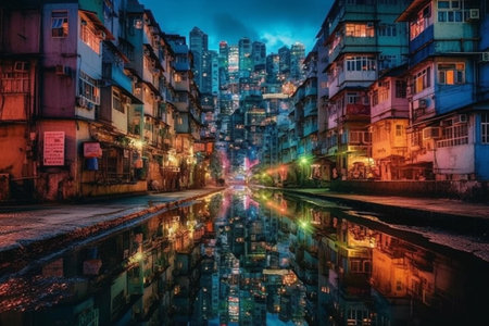 Hanoi cityscape at nightの素材