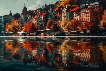 Beautiful autumn landscape in the city of Gdansk, Poland.の素材