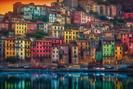 Colorful houses in Riomaggiore, Cinque Terre, Italyの素材