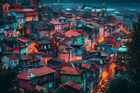 Colorful houses in the old town of Nessebar, Bulgariaの素材