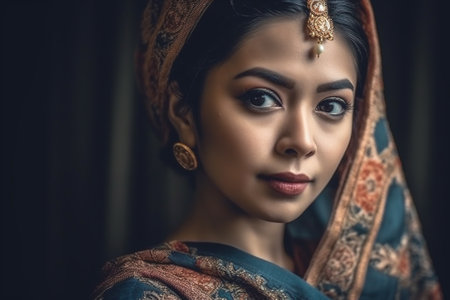 Portrait of a beautiful indian woman in traditional indian clothesの素材