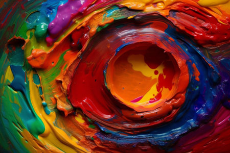 Colorful oil paint mixing in a bowl. Abstract art background.の素材