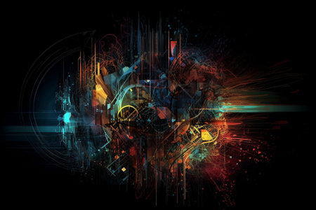 3D illustration of abstract technology concept background ready for banner design.の素材