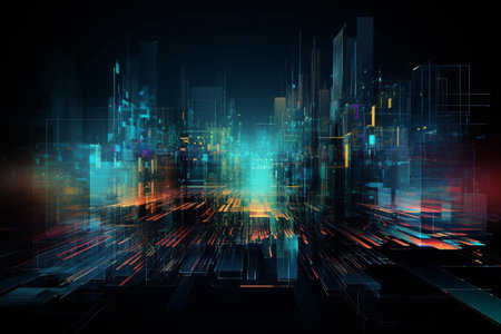 Abstract technology background, 3D rendering, digital illustration. Computer digital drawing.の素材
