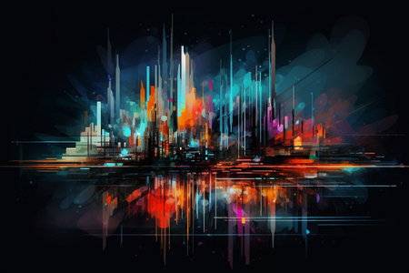 Abstract futuristic city background. Futuristic cityscape. Vector illustration.の素材