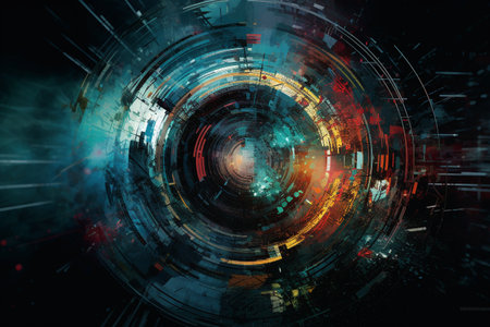 Abstract technology concept background. 3D rendering toned image double exposureの素材