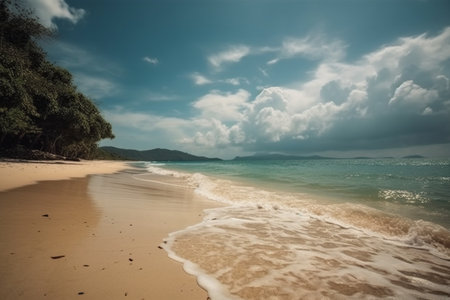 Beautiful tropical beach with turquoise sea and blue sky - Vintage Filterの素材