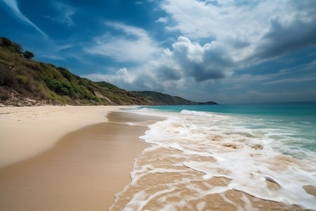 Beautiful seascape with blue sky and clouds. Nature composition.の素材