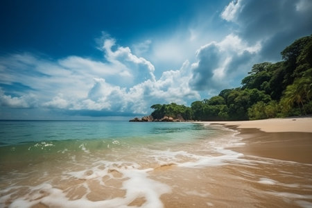 Tropical beach with sand and palm trees. Thailand, Phuketの素材