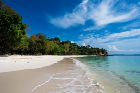 Beautiful tropical beach with white sand, turquoise water and blue skyの素材
