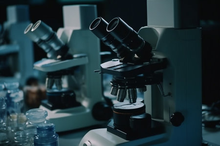 Microscope in a scientific laboratory. Microscope in a scientific laboratory.