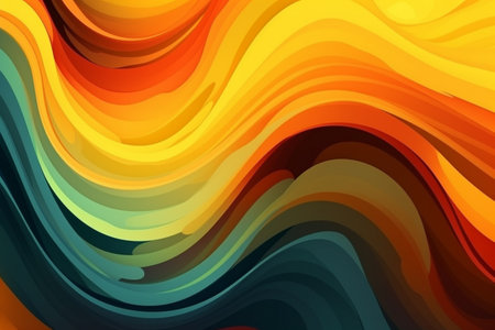 Abstract colorful background with curved lines in orange, yellow and green colorsの素材