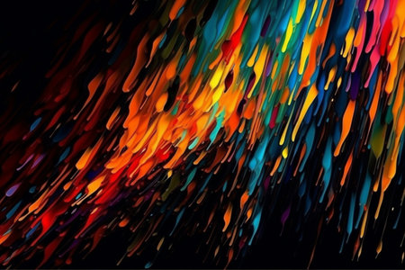 abstract background with multicolored spots of paint on a black backgroundの素材