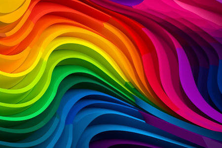 3d render, abstract background with colorful curved lines, rainbow colorsの素材