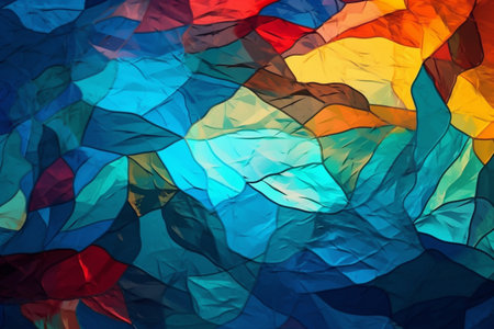 Colorful abstract background of crumpled paper, digitally created.の素材