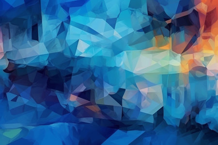 Abstract blue and orange polygonal background. Vector illustration for your designの素材