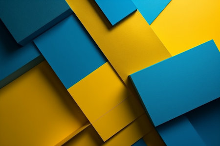 abstract background of geometric shapes in blue, yellow and green colorsの素材