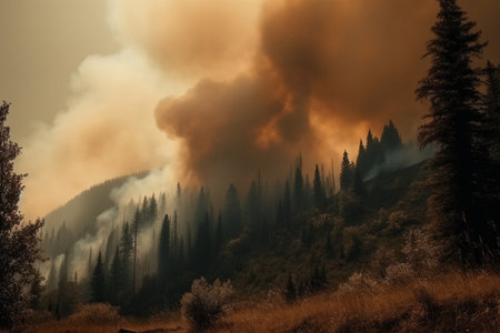 Forest fire in the highlands of the Altai Republic, Russiaの素材