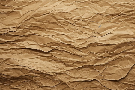 Crumpled paper background. Brown crumpled paper texture.の素材