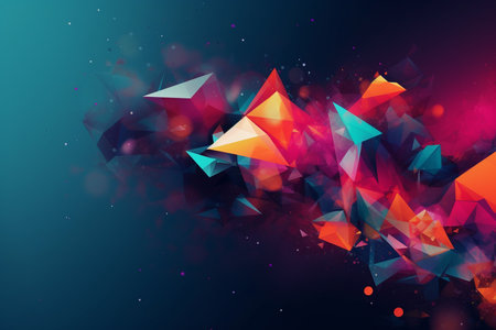 Abstract colorful polygonal background with bokeh. Vector illustration.の素材